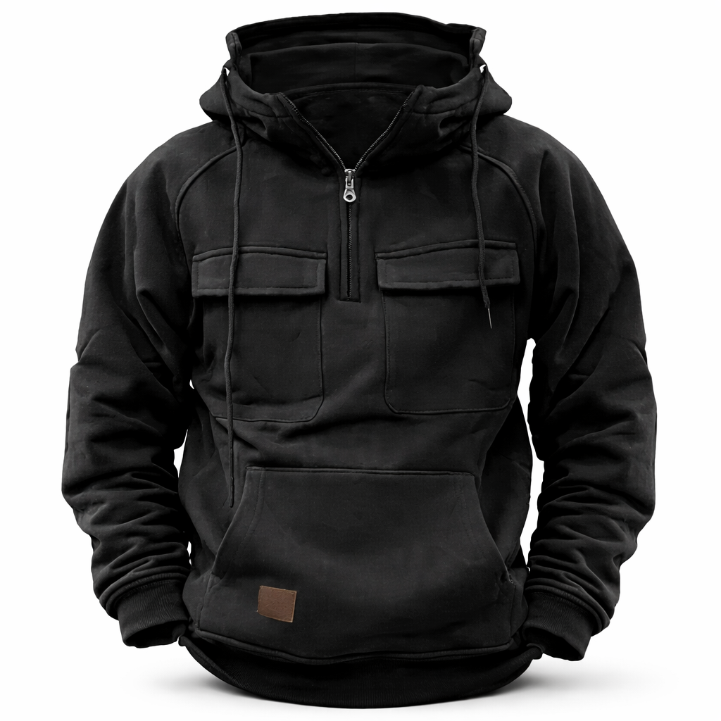 Black Tactical Hooded Sweatshirt