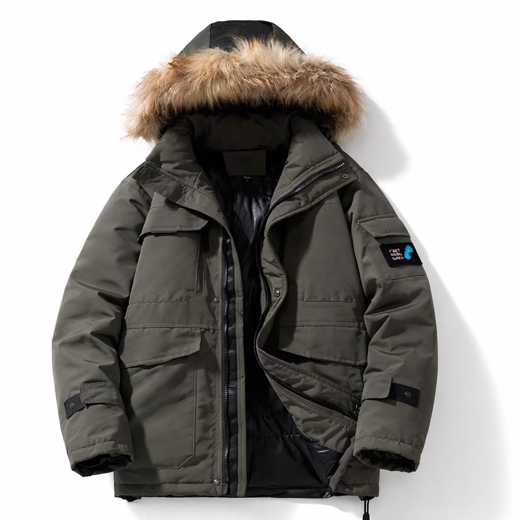 Olive Fur Trim Parka Jacket